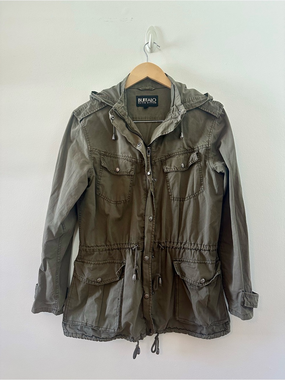 Buffalo David Bitton Olive Green Utility Jacket with Hood